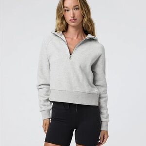 Gray Vuori Quarter-Zip Hoodie Sweatshirt